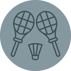 Badminton Grey Line Circle Icon