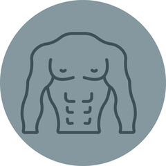 Body Builder Grey Line Circle Icon