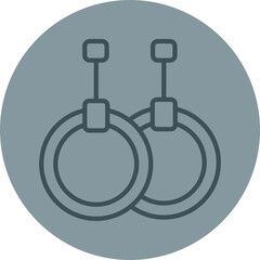 Gymnastic Rings Grey Line Circle Icon