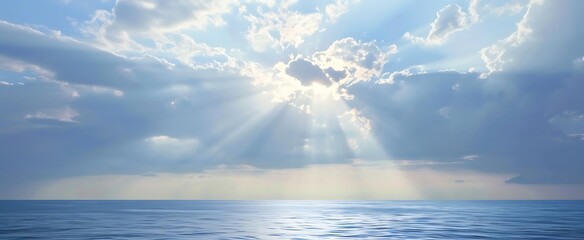 アクア・スカイライン：大空と海、太陽の鮮やかな水平線,Aqua Skyline: Big sky, sea, and a brilliant horizon of the sun.,Generative AI