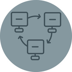 Network Connection Grey Line Circle Icon