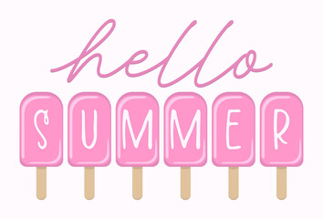 Hello Summer Pink Ice Cream Popsicle