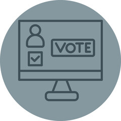 Online Voting Grey Line Circle Icon