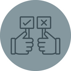 Yes Or no Grey Line Circle Icon