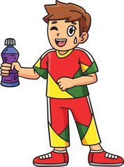 Cheerleader Boy with Water Bottle Cartoon Clipart