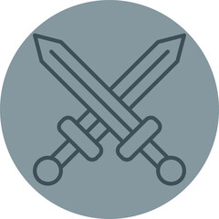 Sword Grey Line Circle Icon