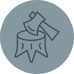 Deforestation Grey Line Circle Icon