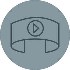 Video Player Grey Line Circle Icon