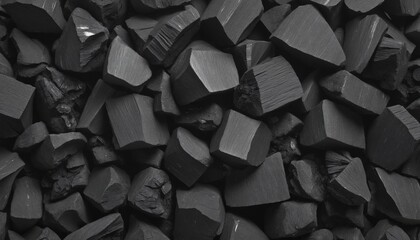 Black charcoal chunks image  - obrazy, fototapety, plakaty