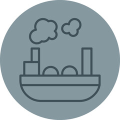 Ship Grey Line Circle Icon