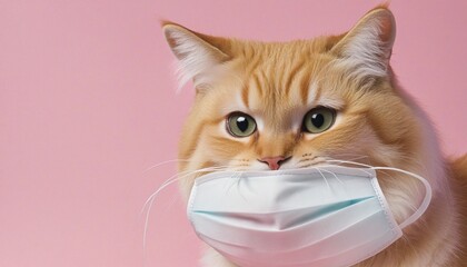 Cute cat in medical mask image  - obrazy, fototapety, plakaty