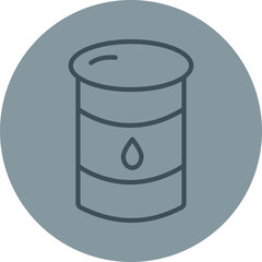 Oil Barrel Grey Line Circle Icon