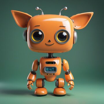 Friendly positive cute orange robot image 