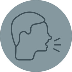 Cough Grey Line Circle Icon