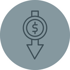 Decline Grey Line Circle Icon