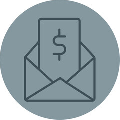Email Funds Grey Line Circle Icon
