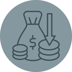 Loss Grey Line Circle Icon