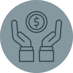 Fundraise Grey Line Circle Icon