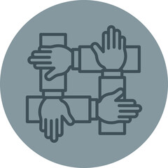 Teamwork Grey Line Circle Icon