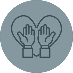 Hand Up Grey Line Circle Icon