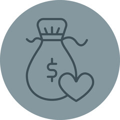 Money Bag Grey Line Circle Icon