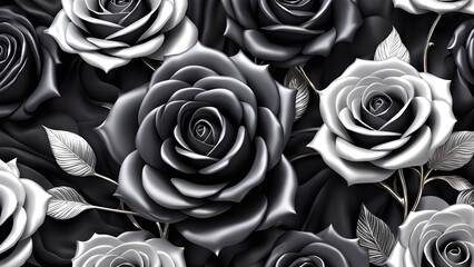 black and white background with roses.