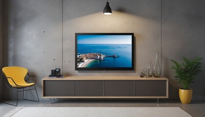 LED TV in a living room in bright colours 