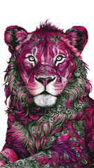 tiger head illustration, lion head isolated on white,  lion vector, vector tracing, 