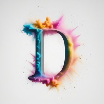 Letter D  Colored  explosion font  in bright colours 