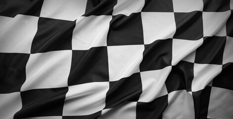 Checkered black and white racing flag  - 786626908