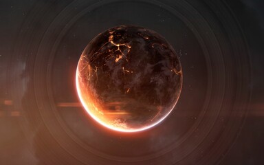 3D illustration of planet in deep space. High quality digital space sci-fi art in 5K - realistic visualization