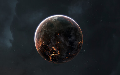 3D illustration of planet in deep space. High quality digital space sci-fi art in 5K - realistic visualization - 786627132