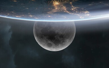 3D illustration of Moon and Earth. High quality digital space art in 5K - realistic visualization - 786627149