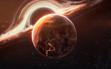 3D illustration of planet in deep space. High quality digital space sci-fi art in 5K - realistic visualization - 786627155