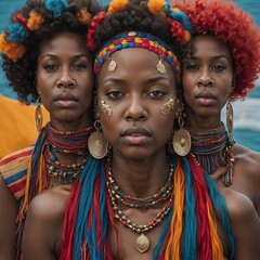 Afro Amerikaner mit bunten Farben. Generative AI Technologie - obrazy, fototapety, plakaty