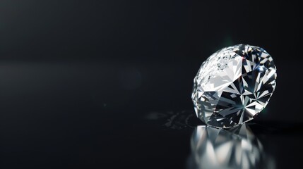 modern round brillant diamond that looks like the earth, black background with copy space.