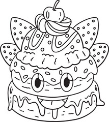 Ice Cream Donut Isolated Coloring Page for Kids