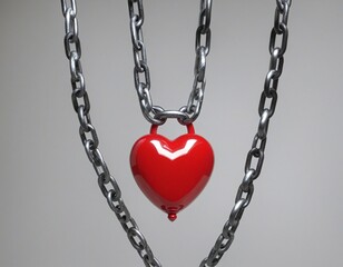 red heart in chains in bright colours 