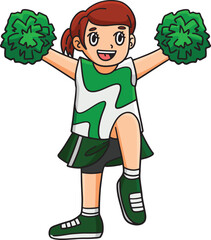Cheerleader Girl Lifting One Leg Cartoon Clipart