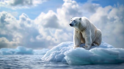 Endangered Polar Bear on Melting Ice Cap: A World Wildlife Day Reminder of Climate Impact
