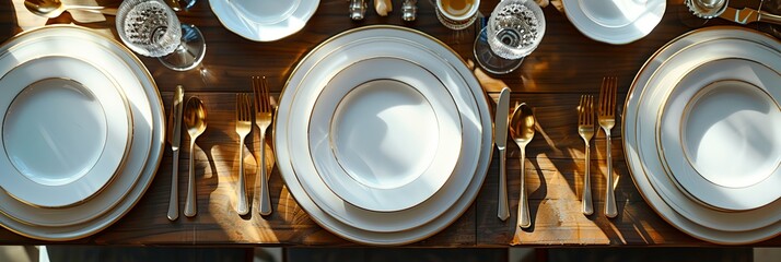 Luxury table setting, fancy glassware in restaurant - obrazy, fototapety, plakaty