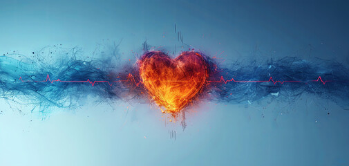 Energetic Heartbeat - Abstract Artistic Concept with ECG Line