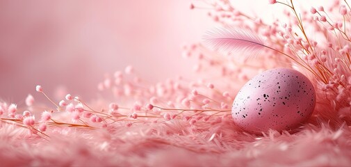 Easter Serenity: Pastel Egg Amidst Delicate Blooms