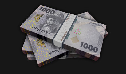 Kyrgyzstan som money banknotes pack 3d illustration