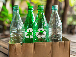 Plastic bottles waiting recycling. Recycle and World Environment Day concept