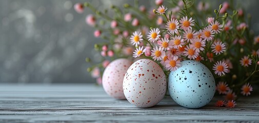 Easter Delight: Pastel Eggs and Daisy Blooms