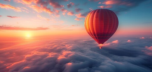 Above the Clouds: Majestic Hot Air Balloon Journey at Sunset