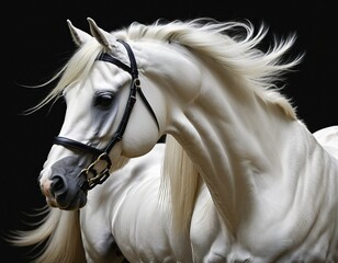  white horse stallion in bright colours 