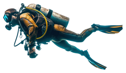 PNG Man scuba diver sports white background parachuting