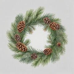 Fototapeta na wymiar Watercolor Christmas wreath in bright colours 